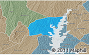 Political 3D Map of Kounahiri, semi-desaturated