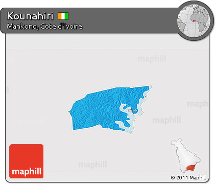Political 3D Map of Kounahiri, single color outside