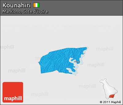 Political 3D Map of Kounahiri, single color outside