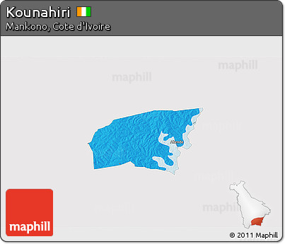 Political 3D Map of Kounahiri, single color outside
