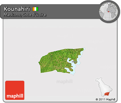 Satellite 3D Map of Kounahiri, cropped outside