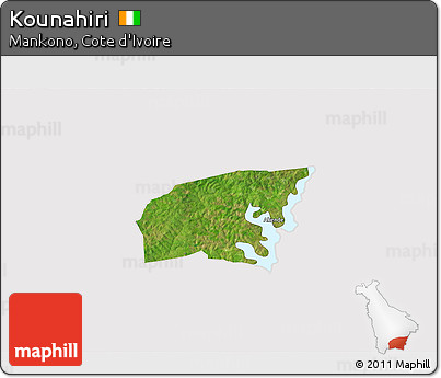 Satellite 3D Map of Kounahiri, cropped outside