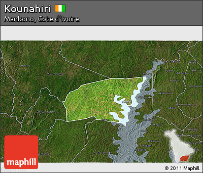 Satellite 3D Map of Kounahiri, darken