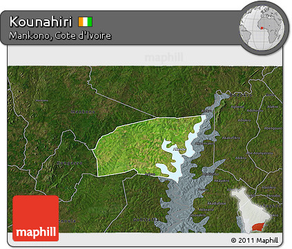 Satellite 3D Map of Kounahiri, darken