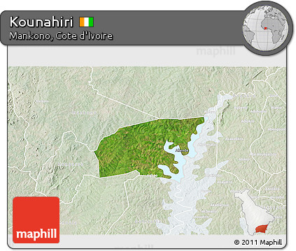 Satellite 3D Map of Kounahiri, lighten