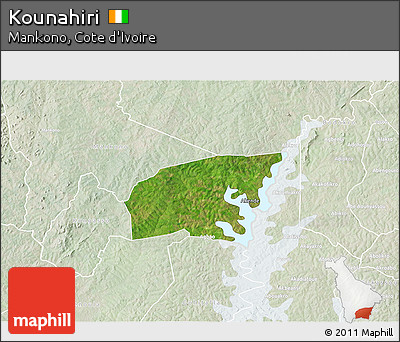 Satellite 3D Map of Kounahiri, lighten