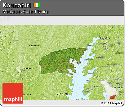 Satellite 3D Map of Kounahiri, physical outside
