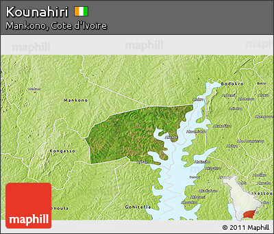 Satellite 3D Map of Kounahiri, physical outside