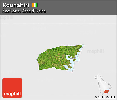 Satellite 3D Map of Kounahiri, single color outside