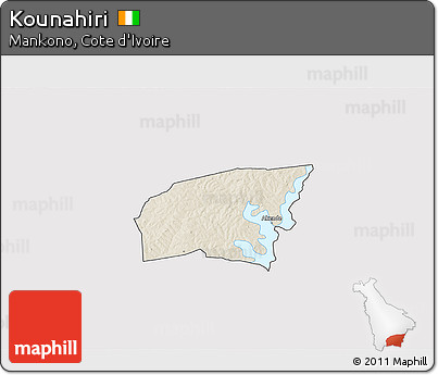 Shaded Relief 3D Map of Kounahiri, cropped outside