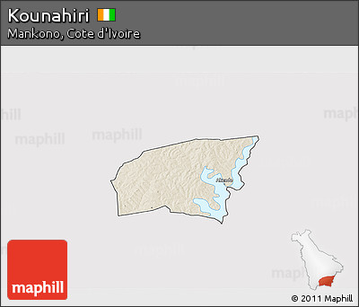 Shaded Relief 3D Map of Kounahiri, cropped outside