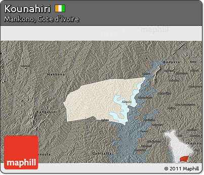 Shaded Relief 3D Map of Kounahiri, darken
