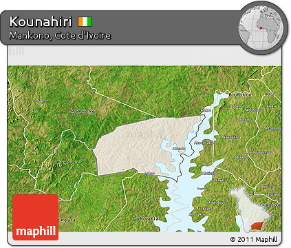 Shaded Relief 3D Map of Kounahiri, satellite outside