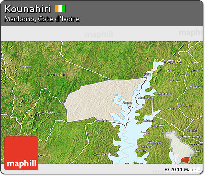 Shaded Relief 3D Map of Kounahiri, satellite outside