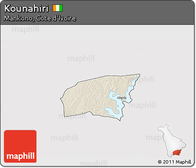 Shaded Relief 3D Map of Kounahiri, single color outside