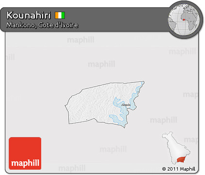 Silver Style 3D Map of Kounahiri, single color outside