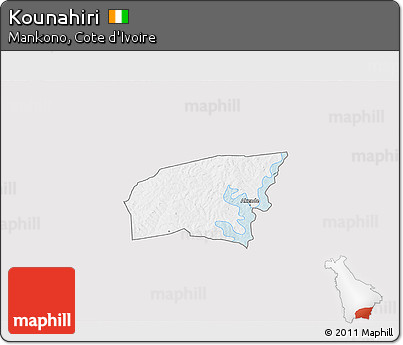Silver Style 3D Map of Kounahiri, single color outside