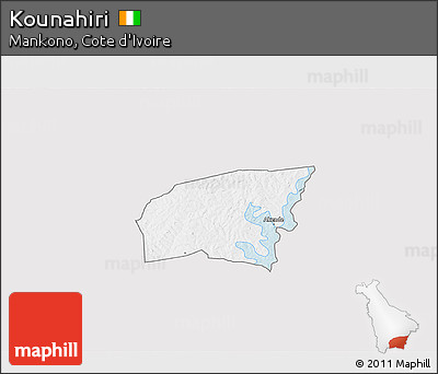 Silver Style 3D Map of Kounahiri, single color outside