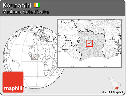 Blank Location Map of Kounahiri, highlighted country