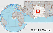 Gray Location Map of Kounahiri, highlighted country, within the entire country