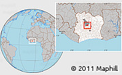 Gray Location Map of Kounahiri, highlighted country, highlighted parent region, within the entire country