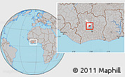 Gray Location Map of Kounahiri, highlighted parent region, within the entire country