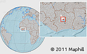 Gray Location Map of Kounahiri, highlighted parent region, hill shading