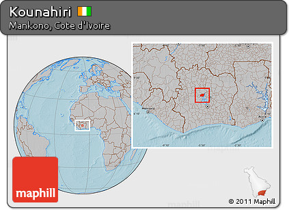 Gray Location Map of Kounahiri, hill shading