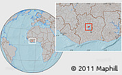 Gray Location Map of Kounahiri, hill shading