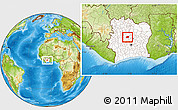 Physical Location Map of Kounahiri, highlighted country, within the entire country