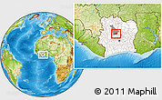 Physical Location Map of Kounahiri, highlighted country, highlighted parent region, within the entire country