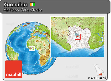 Physical Location Map of Kounahiri, highlighted country, highlighted parent region