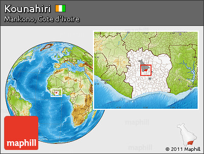 Physical Location Map of Kounahiri, highlighted country, highlighted parent region