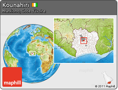Physical Location Map of Kounahiri, highlighted country, highlighted parent region