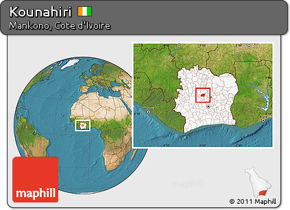 Satellite Location Map of Kounahiri, highlighted country