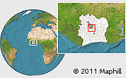 Satellite Location Map of Kounahiri, highlighted country, highlighted parent region