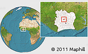 Satellite Location Map of Kounahiri, highlighted country