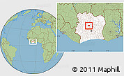 Savanna Style Location Map of Kounahiri, highlighted country, within the entire country