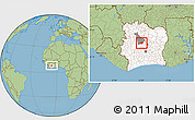 Savanna Style Location Map of Kounahiri, highlighted country, highlighted parent region