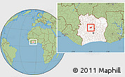 Savanna Style Location Map of Kounahiri, highlighted country