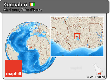 Shaded Relief Location Map of Kounahiri