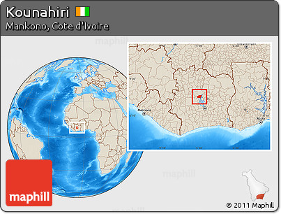 Shaded Relief Location Map of Kounahiri