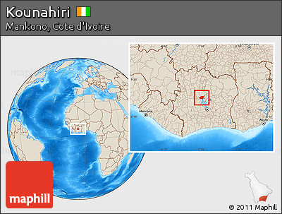 Shaded Relief Location Map of Kounahiri