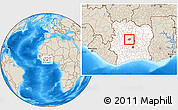 Shaded Relief Location Map of Kounahiri, highlighted country