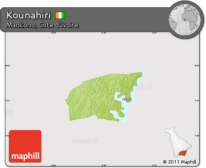 Physical Map of Kounahiri, cropped outside
