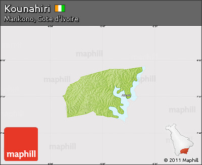 Physical Map of Kounahiri, cropped outside