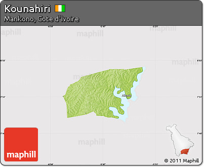 Physical Map of Kounahiri, cropped outside