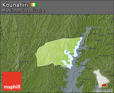 Physical Map of Kounahiri, darken