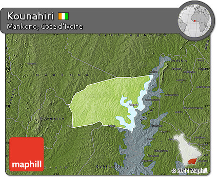 Physical Map of Kounahiri, darken