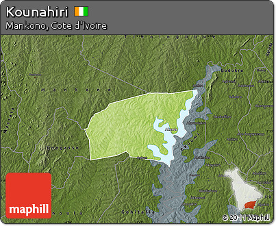 Physical Map of Kounahiri, darken